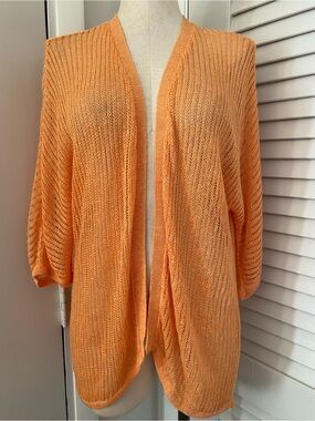 Orange Open-Front Knit Cardigan Sweater - Women- Size Medium